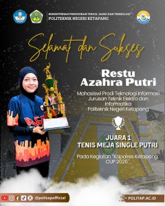 🏆 SELAMAT & SUKSES! 🏓Prestasi membanggakan kembali ditorehkan oleh mahasiswi Politeknik Negeri